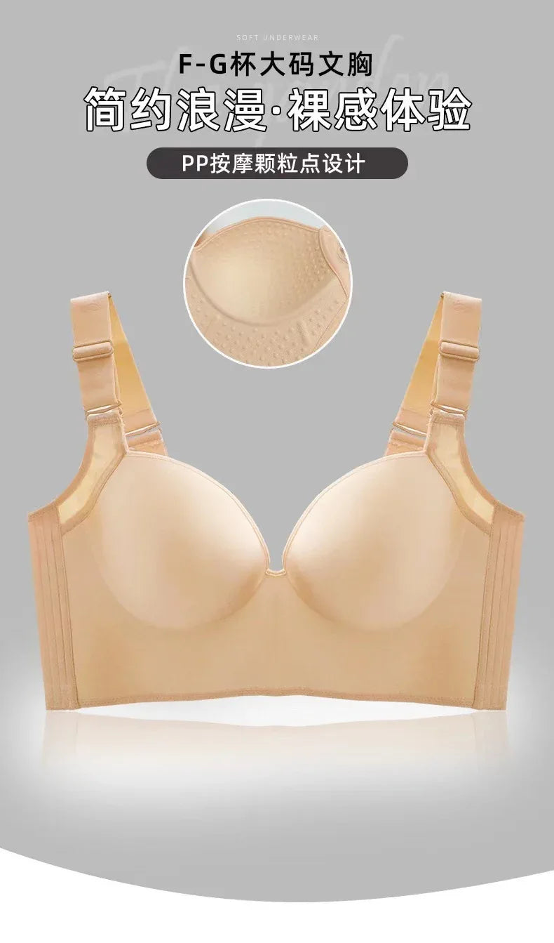 Plus Size Wireless Bra Seamless Ultra Thin Bralette for Women Full Bust Lift Anti Sag Sheer Lingerie with Wide Band Support - Luvia