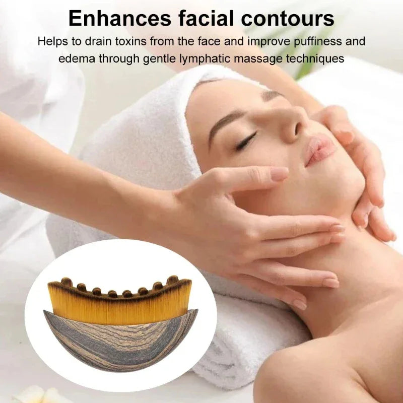 Portable Dry Facial Brush Soft Bristles Contoured Lymphatic Massage Tool Face Sculpting Device Home Spa Gentle Exfoliation Brush - Luvia