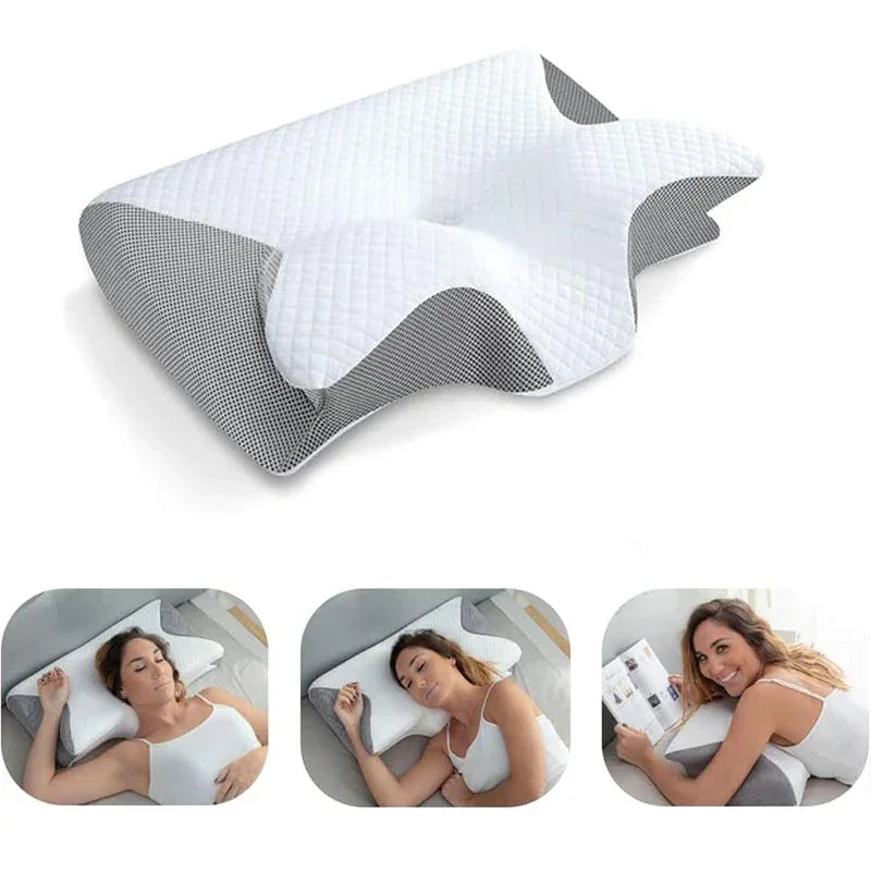 1pc Memory Foam Cervical Pillow, 2 in 1 Ergonomic Contour Orthopedic Pillow for Neck Pain, Contoured Support Pillows,Neck Pillow - Luvia