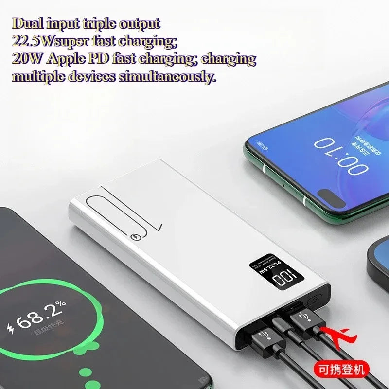 200000mAh 22.5W Power Bank Fast Charging Power Bank High Capacity External Battery Hot Digital Display - Luvia