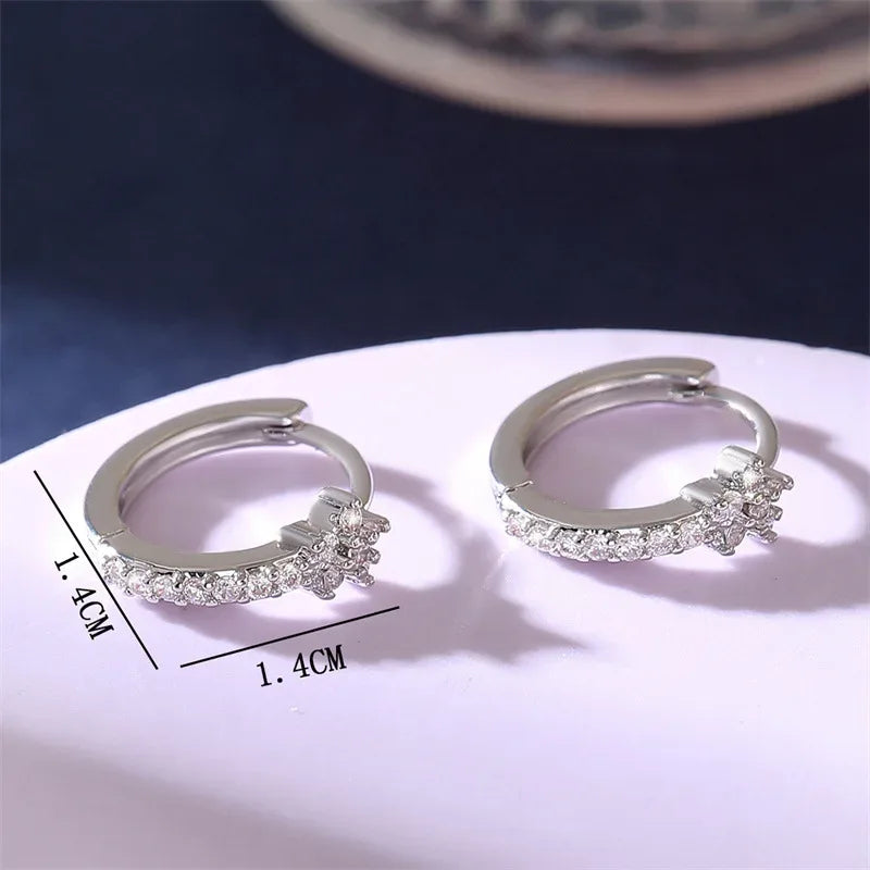 Fashion Stainless Steel Zircon Star Hoops Earrings For Women Vintage Crystal Zirconia Circle Earrings Punk Unisex Rock Jewelry - Luvia