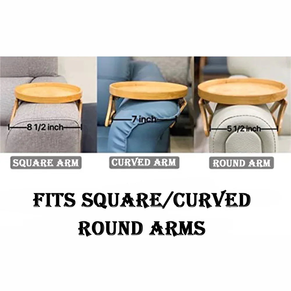 Sofa Tray Table Sofa Armrest Clip-On Tray Natural wooden Sofa Tray Practical TV Snack Tray for Remote Control Coffee Snacks - Luvia