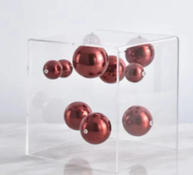 Geometric Metal Ball Art Transparent Acrylic Box Ornaments Modern Minimalist Square Living Room Decorations Desktop Furnishings - Luvia