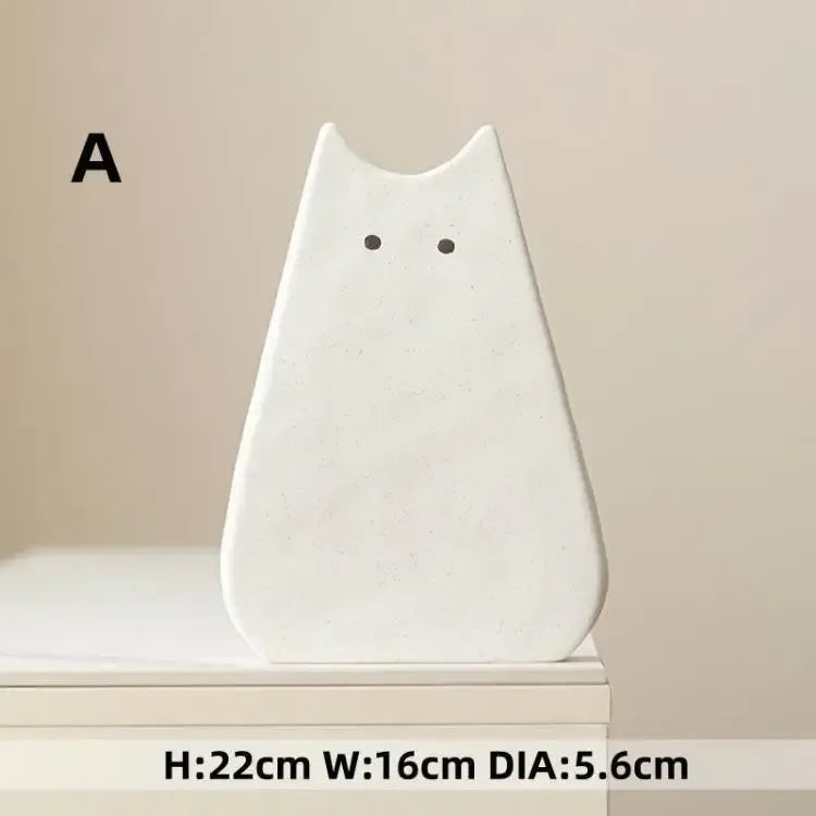 Cute cat-like ceramic vase, Nordic style, simple and cute, decoration for dried flower arrangement, hydroponic living room - Luvia