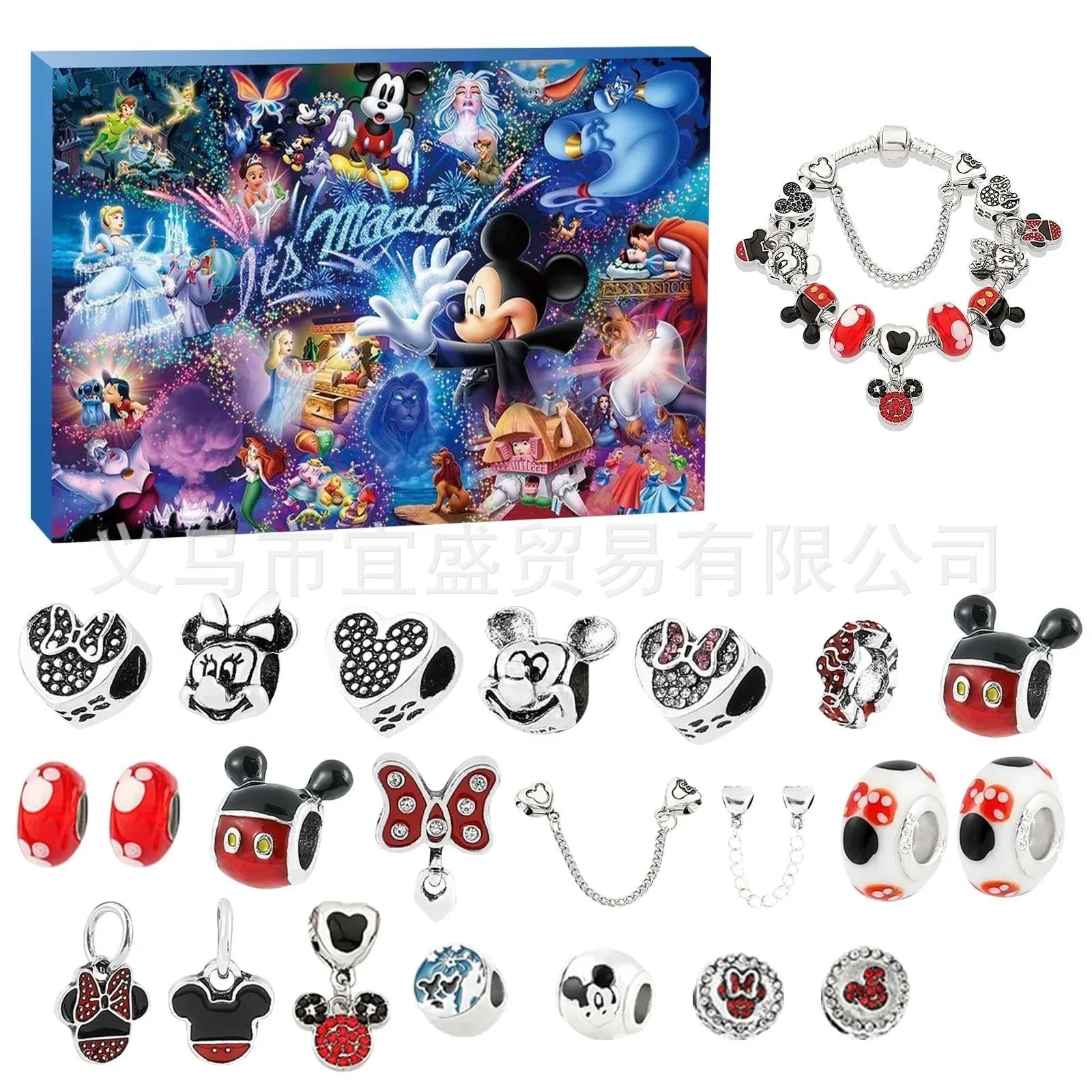 Disney Stitch Mickey Mouse Christmas Advent Calendar Bracelets 24 Days Countdown Calendar Diy Jewelry Making Cute Christmas Gift - Luvia