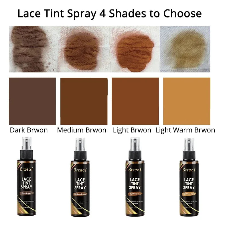 Lace Tint Spray For Lace Wigs Dark Brown Middle Brown Light Brown Lace Tint Spray For Closures, Wigs And Closure Front 100Ml - Luvia