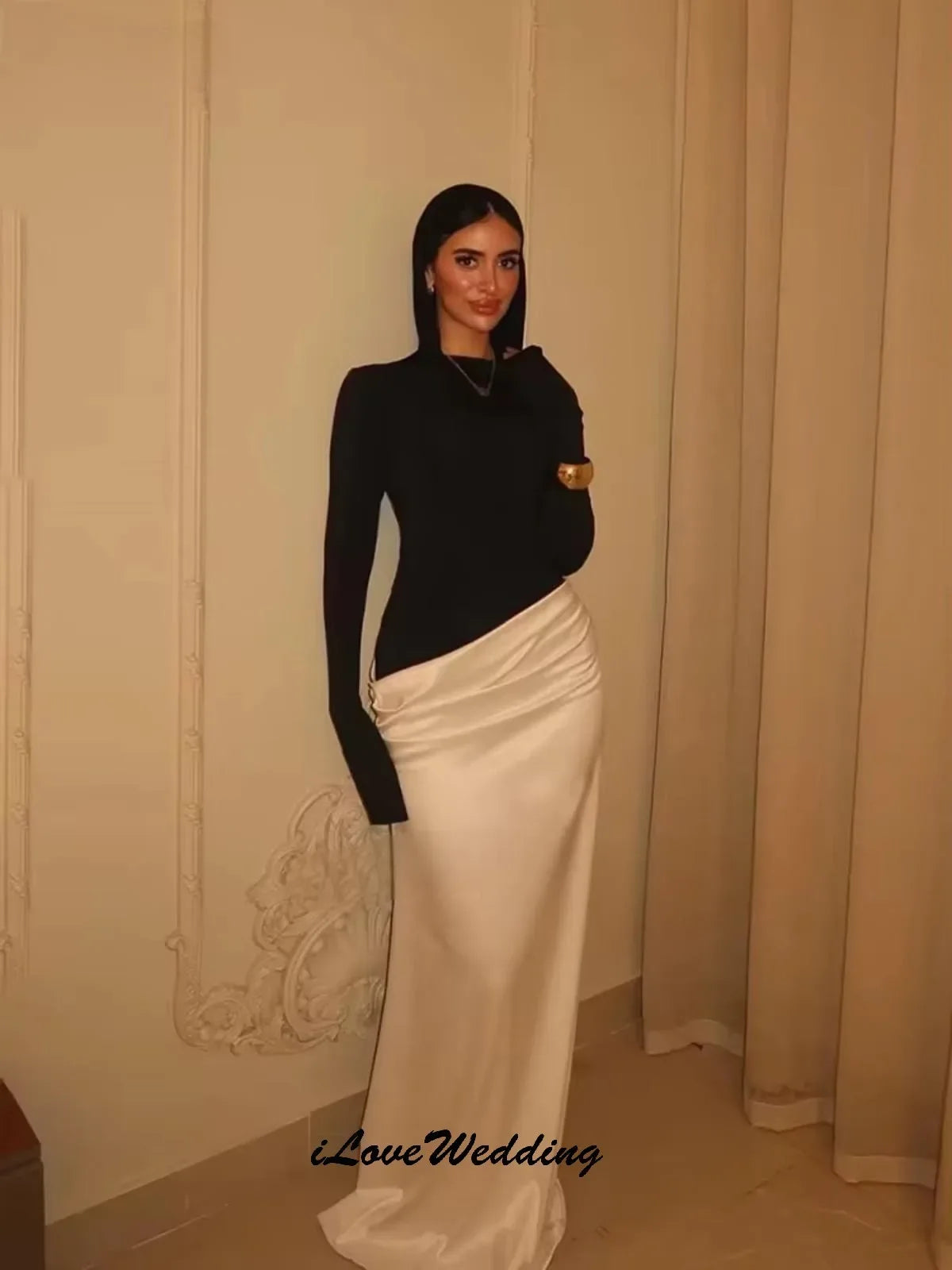 Elegant Evening Dresses 2025 Wedding Party Dress For Woman Satin Formal Prom Dresses Long Sleeve Floor Length Gala Customized - Luvia