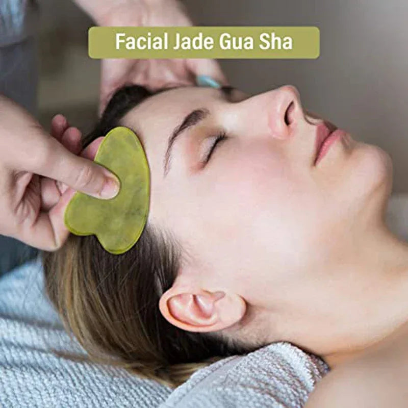 Natural Jade Roller Gua Sha Massage Set Guasha Board Comb Gouache Scraper Body Acupuncture Spa Facial Anti Aging Lifting Tools - Luvia