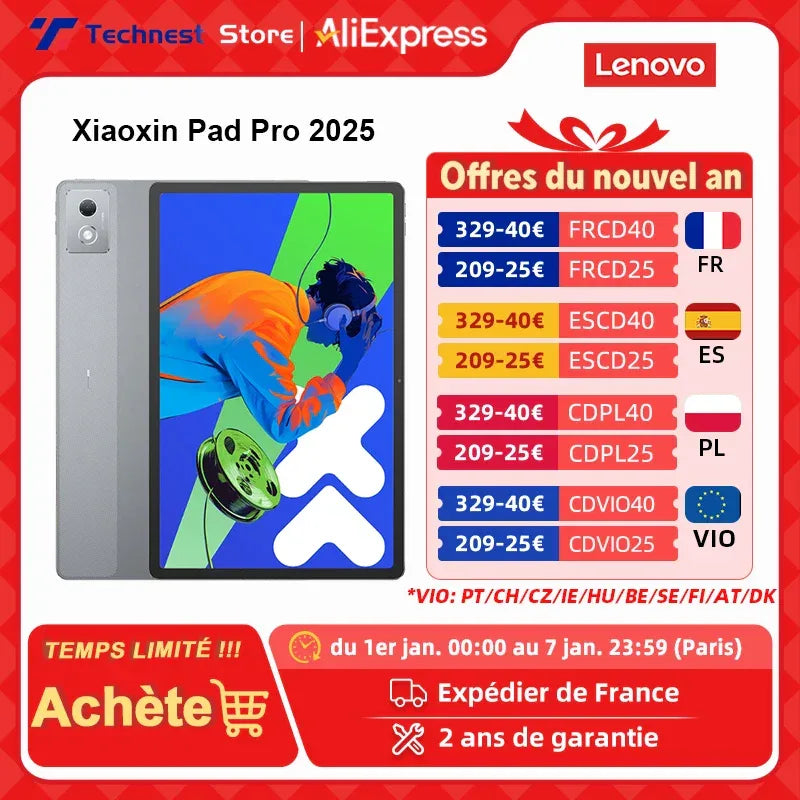 Global ROM Lenovo Xiaoxin Pad Pro 2025 Tablet Lenovo Xiaoxin Pad Pro 12.7 inches 144Hz Display MTK Dimensity 8300 10200mAh - Luvia
