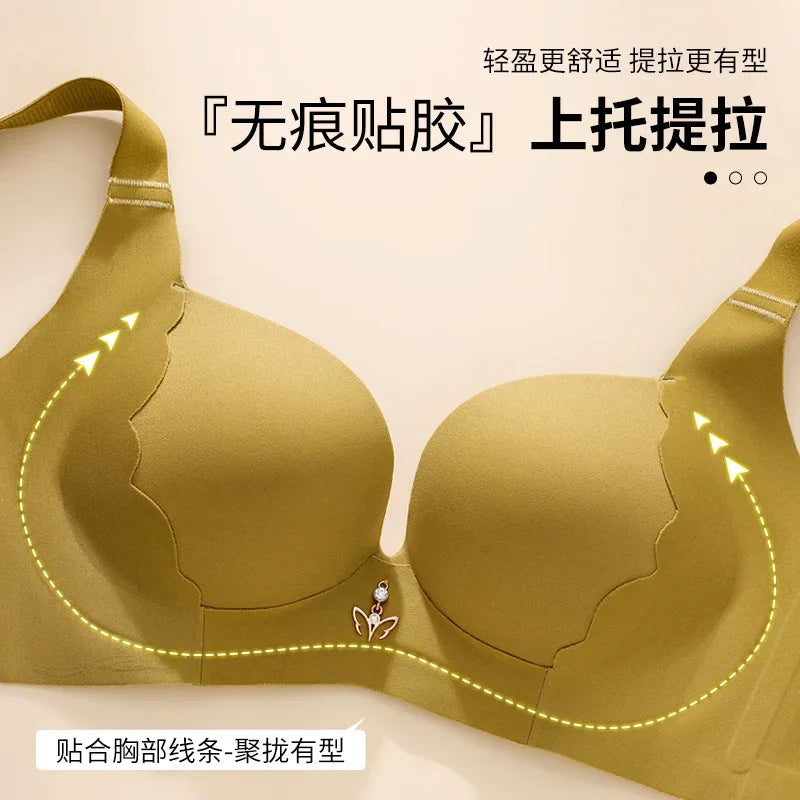 Seamless Bra for Women Plus Size Wireless Brassiere Lightly Lined Full Coverage Bra C D E Cup Sexy Bra Solid Padded Basic Femme - Luvia