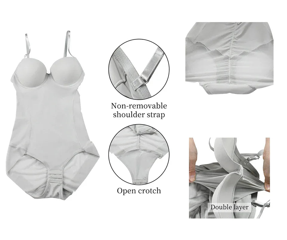 Bodysuit Women Shapewear Body Shaper With Cup Compression Bodies Belly Sheath Waist Trainer Reductive Slimming Underwear - Luvia