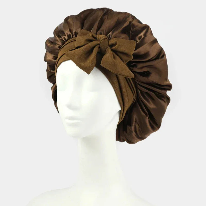 Satin Silk Hair Bonnet | Adjustable Tie Band | Sleep Bonnet for Women Men | Unisex Protective Headwear - Luvia