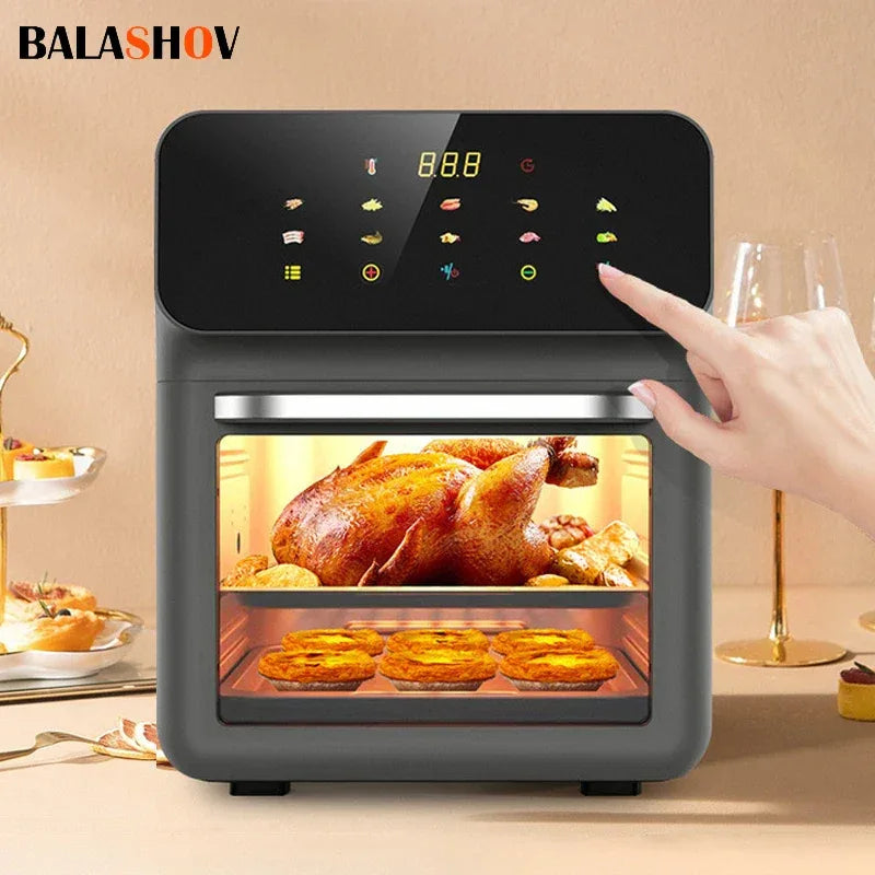 10L Large Capacity Electric Air Fryers Oil-free Automatic Household Kitchen 360°Baking Convection Oven Deep Fryer without Oil - Luvia