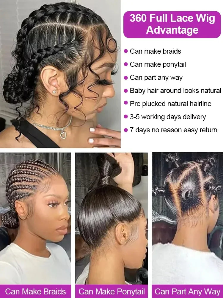 220% High Density 40 Inch 13x4 Bone Straight 13x6 HD Lace Front Human Hair Wigs Brazilian 360 Full Lace Frontal Wig Pre Plucked - Luvia