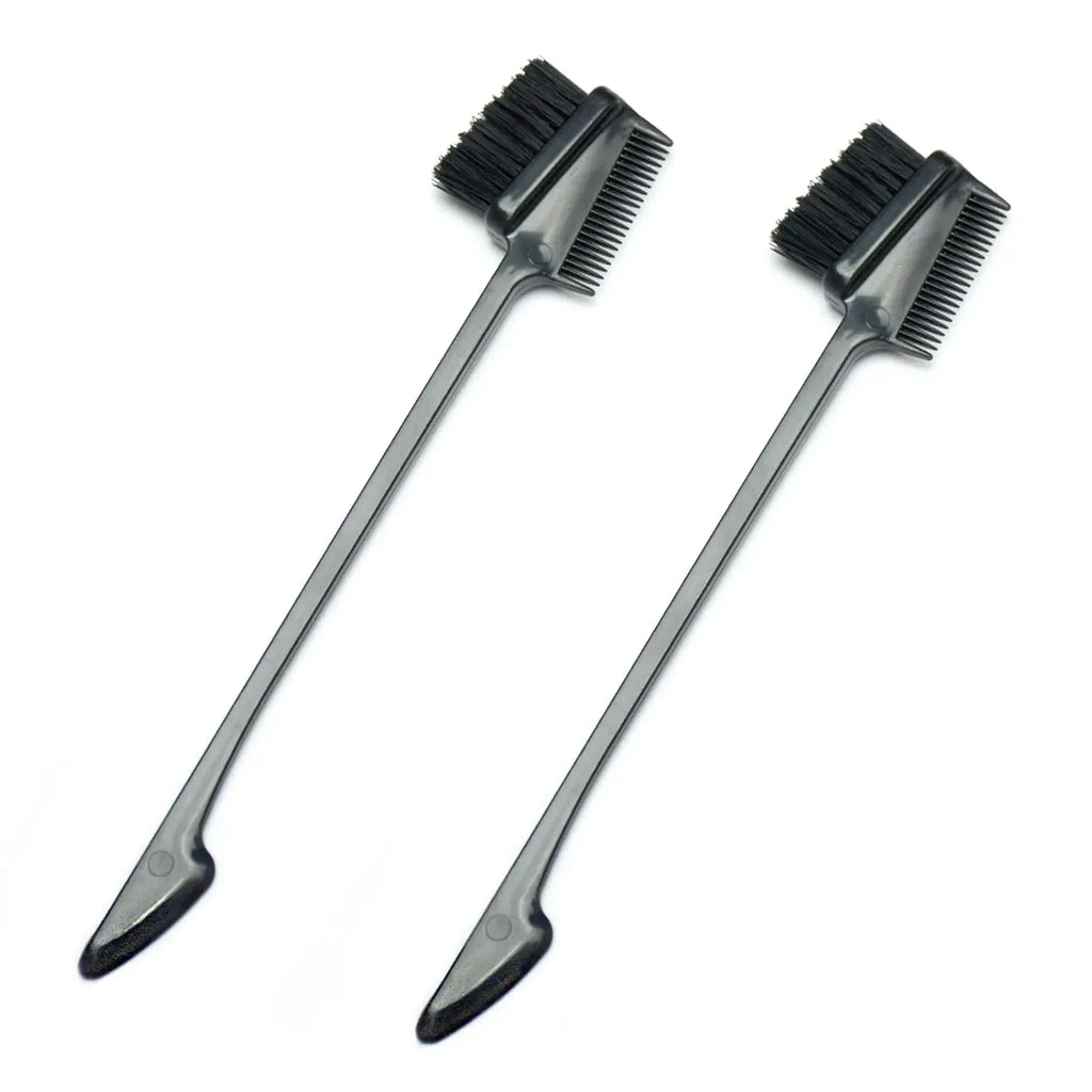  Hair Brushes,Double Side Edge Control Hair Brush Set of 2 - 3-in-1 Comb Grooming Tool for Women Girls Hair Edge Eyebrow Brushe - Luvia