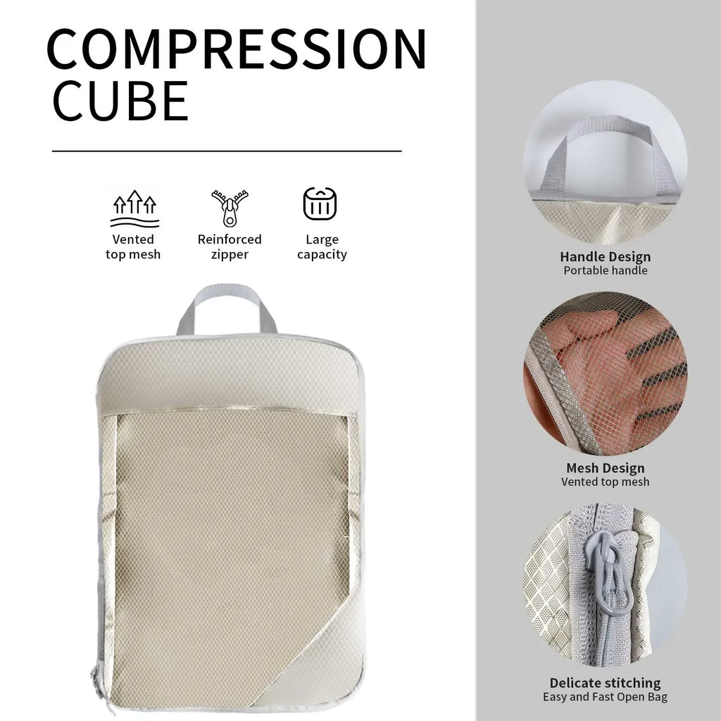 6Pcs Compression Packing Cubes Set for Travel Packing Cubes Compression Compressible Storage Bags for Carry On and Suitcases - Luvia