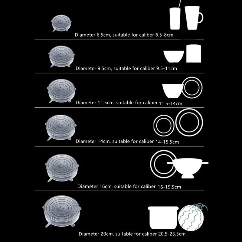 Silicone Cover Stretch Lids Reusable Airtight Food Wrap Covers Keeping Fresh Seal Bowl Stretchy Wrap Cover Kitchen Cookware - Luvia