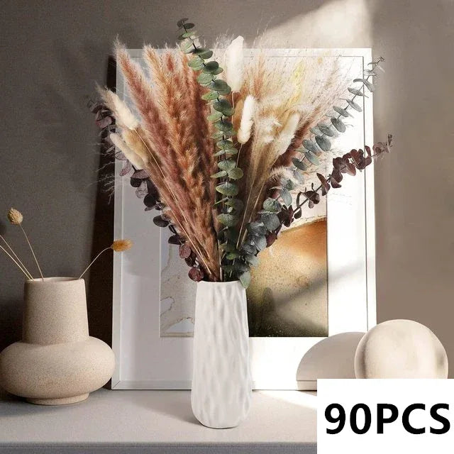 Natural Pampas Grass Bouquet Dried Flowers Autumn Home Room Decoration DIY Christmas Gift Artificial Flowers Wedding Arrangement - Luvia