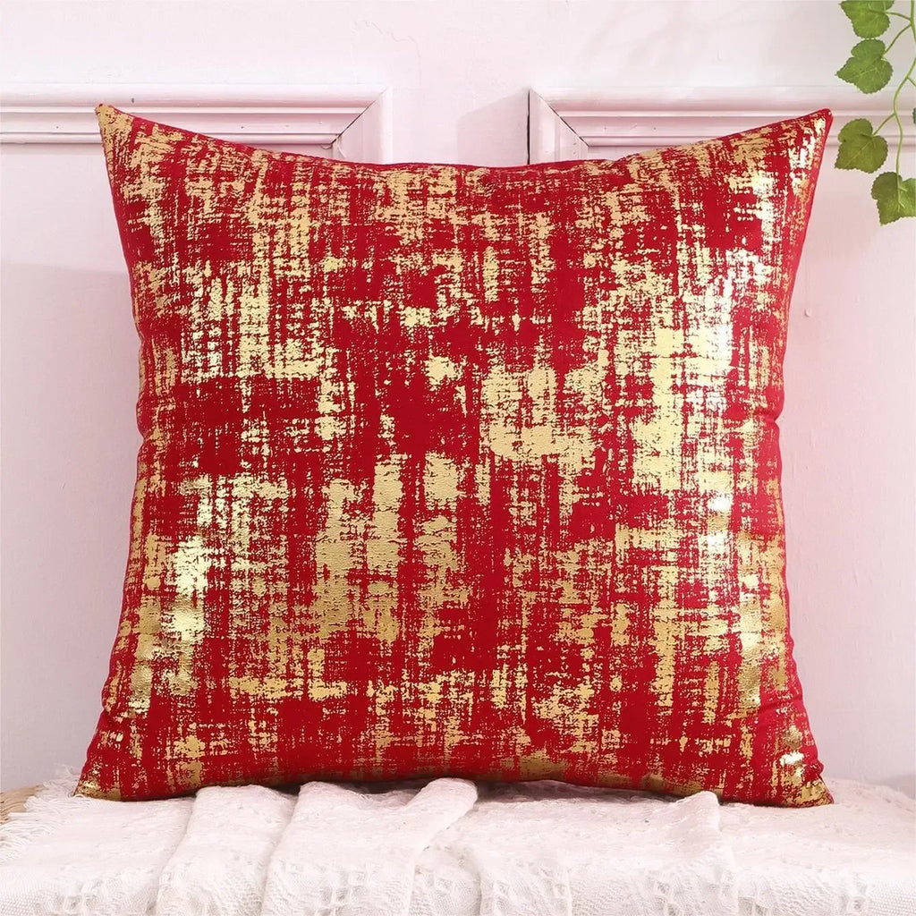 1pc Velvet Gold Printing Cushion Cover 45x45cm Decorative Throw Pillow Cover for Sofa Livingroom Decor Pillowcase - Luvia