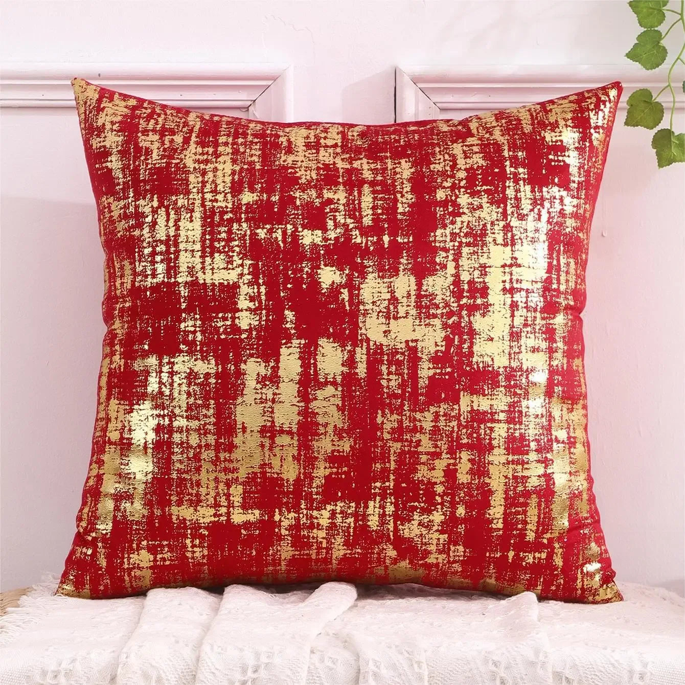 1pc Velvet Gold Printing Cushion Cover 45x45cm Decorative Throw Pillow Cover for Sofa Livingroom Decor Pillowcase - Luvia