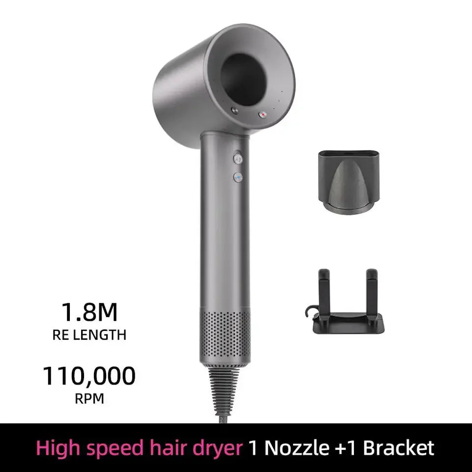 2025 Professional Leafless Hair Dryer Negative Ion Attachment Negative Ion Salon Tool Home Travel Portable Electric Hair Dryer - Luvia