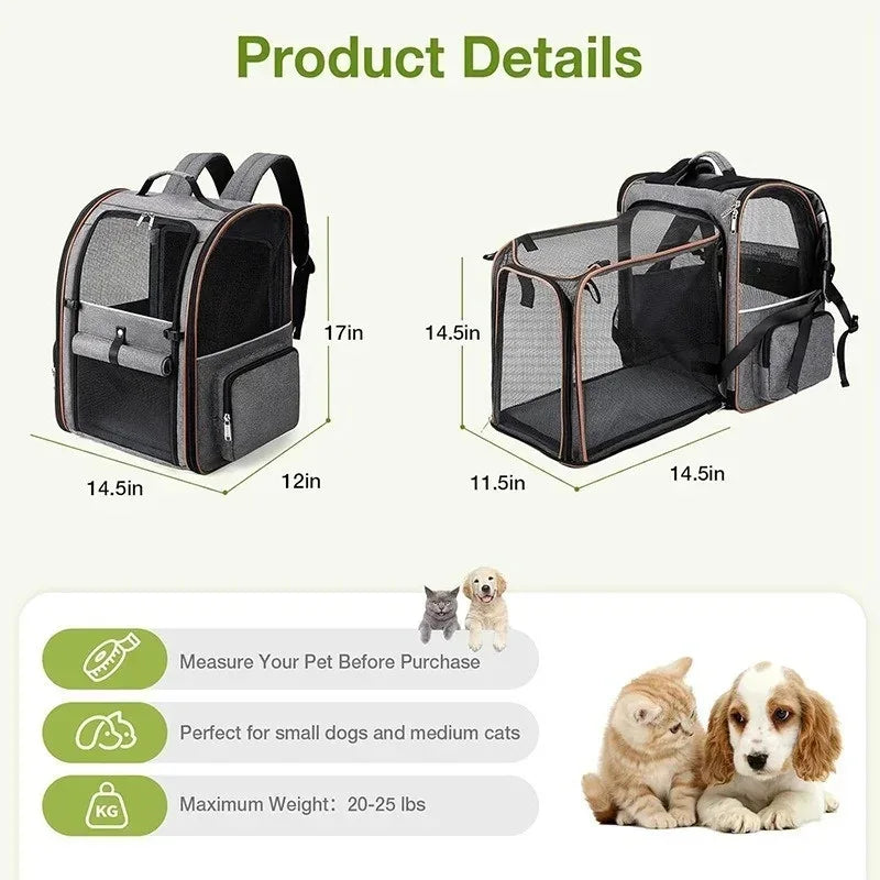 Expandable Pet Carrier Backpack For Small Cats And Dogs Airline Approved Foldable Dog Carrier With Comfortable Inner Padding - Luvia