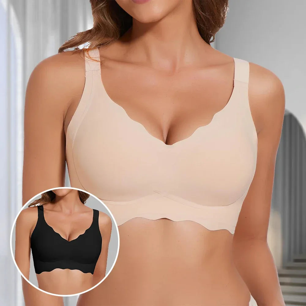 Womens Seam-free Wireless Wave Bras Full Coverage Push Up No Underwire Bra Supportive Bralettes for Everyday - Luvia