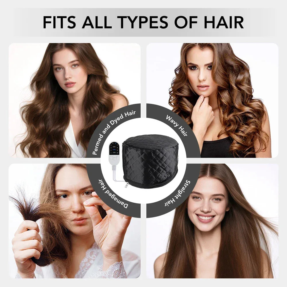 Hair Steamer Cap Electric Hair Heating Cap Thermal Treatment Hat Self-heating SPA Cap Nourishing Hair Home Spa Salon Tool﻿ - Luvia