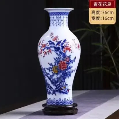 37CM Jingdezhen Ceramic Vases Pottery Decoration living room Flower arrangement Modern Home Simple TV Cabinet Christmas Gift - Luvia