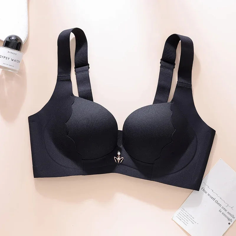 Seamless Bra for Women Plus Size Wireless Brassiere Lightly Lined Full Coverage Bra C D E Cup Sexy Bra Solid Padded Basic Femme - Luvia