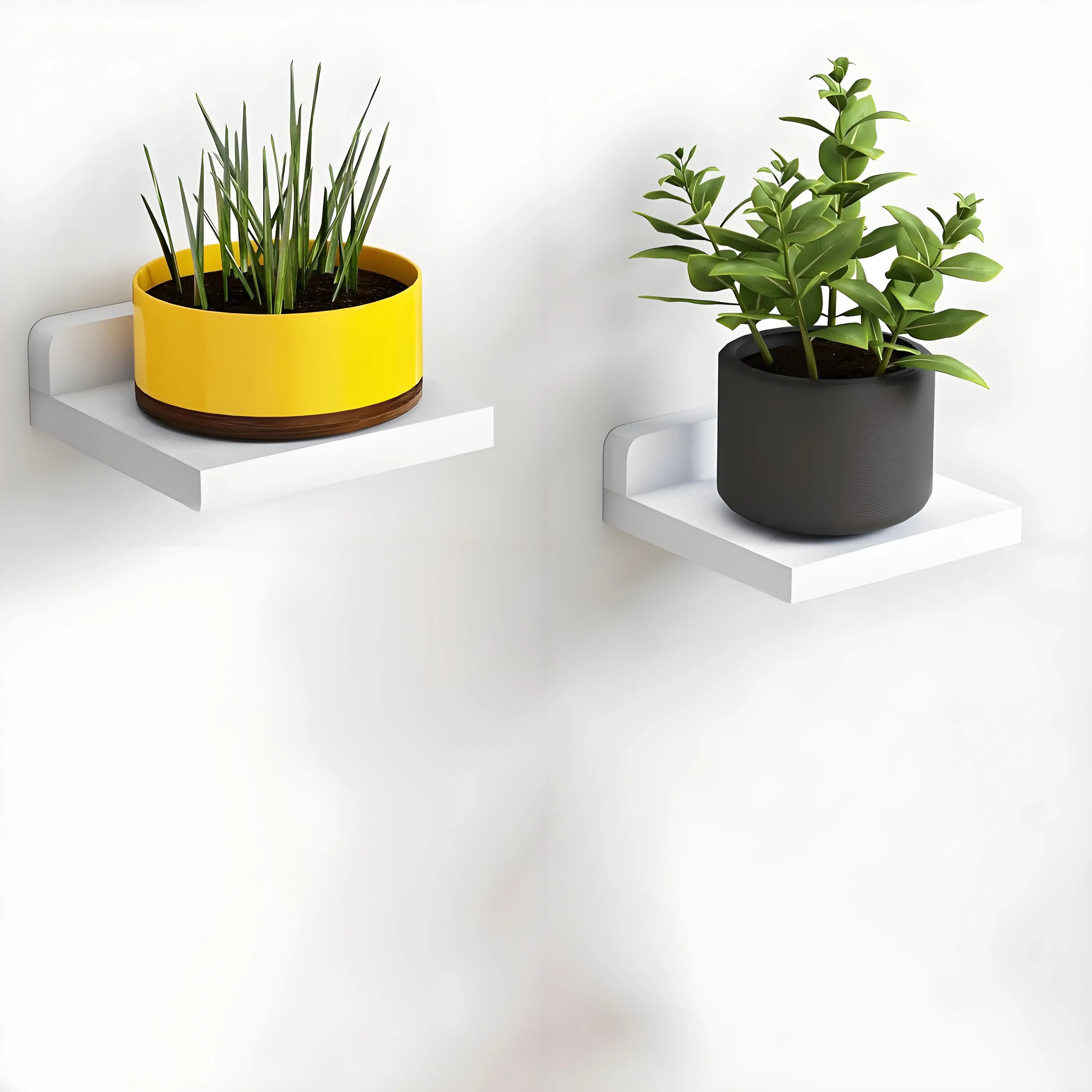 4/2 Pcs White Floating Shelves for Wall Rustic Wood Small Wall Mounted Shelves for Bedroom, Living Room, Kitchen, Bathroom Decor - Luvia