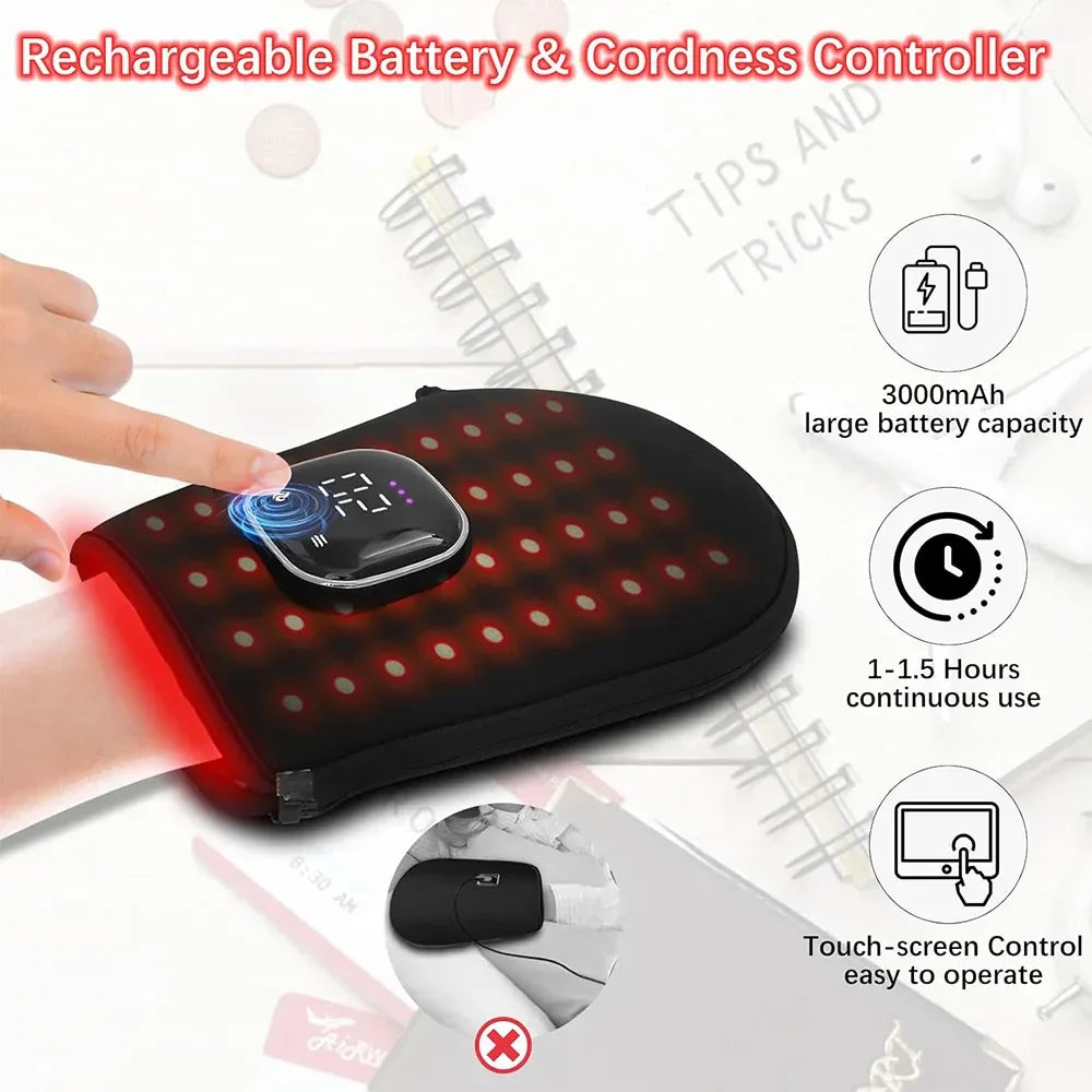 Red Light Therapy for Hand Pain Relief with 660nm Red & 850nm Infrared Light,Rechargeable LED Near Infrared Light Therapy Glove - Luvia