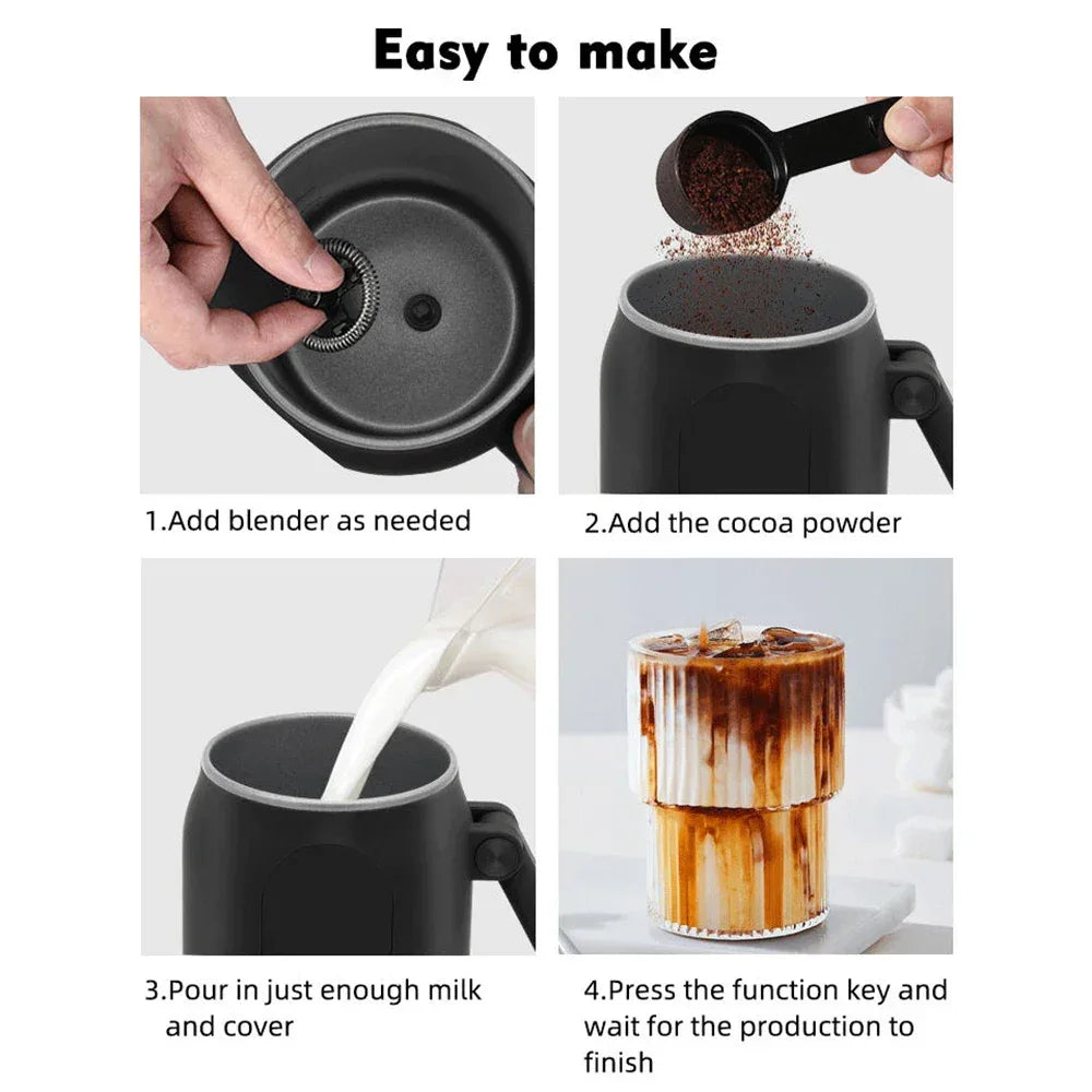 Electric Milk Frother Cooker for Frothing 4-in-1 Milk Steamer with Rotatable Handle Foam Maker for Coffee/Latte/Cappuccino - Luvia