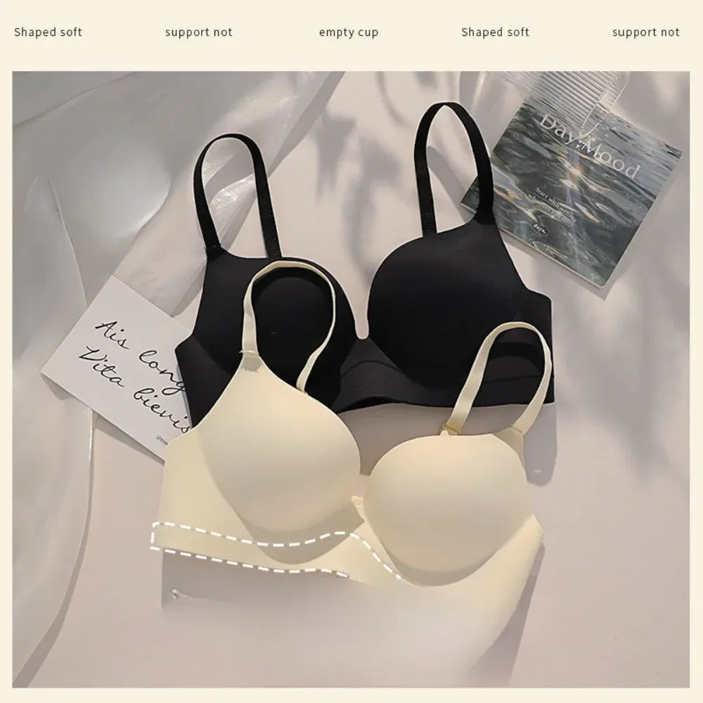 Seamless Bra for Women Gathered Lingerie Solid Small Breast Wireless Push Up Bra Thickened Comfortable Lingerie Lenceria - Luvia