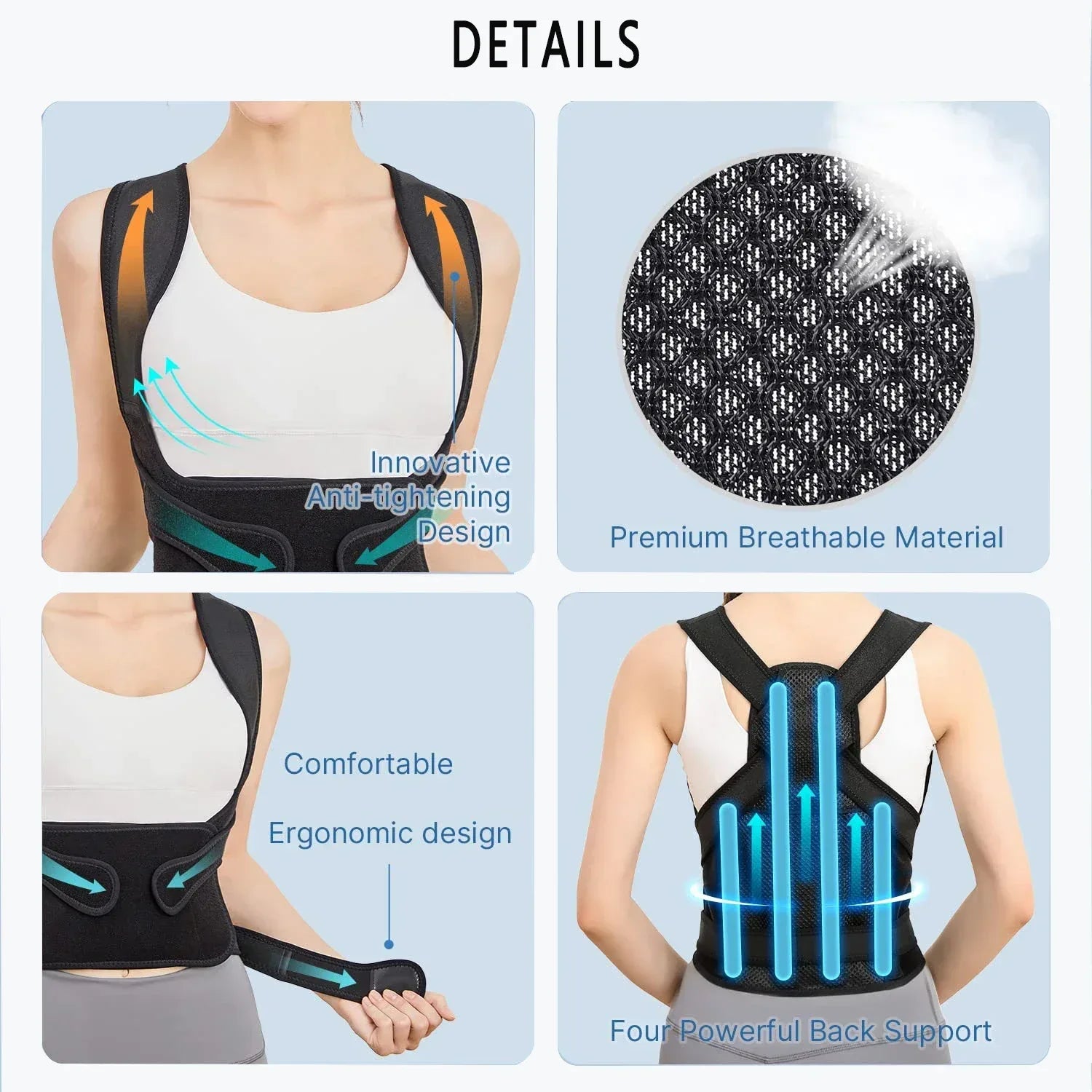 Posture Corrector for Men&Women,Shoulder Straightener Upper&Lower Back Brace Adjustable Support Waist Back Pain Relief - Luvia