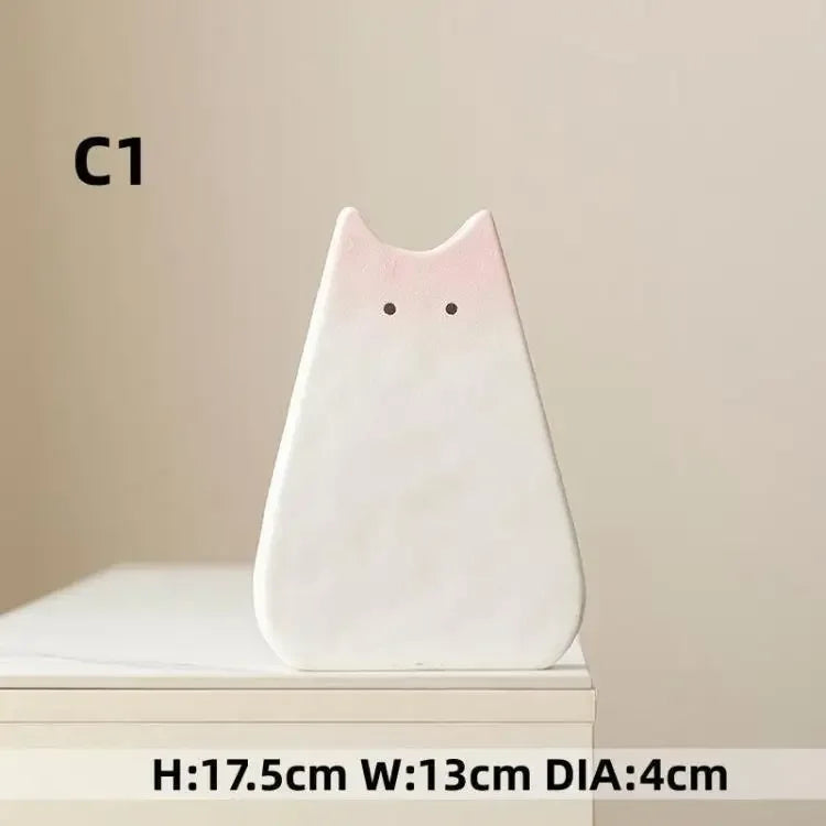 Cute cat-like ceramic vase, Nordic style, simple and cute, decoration for dried flower arrangement, hydroponic living room - Luvia