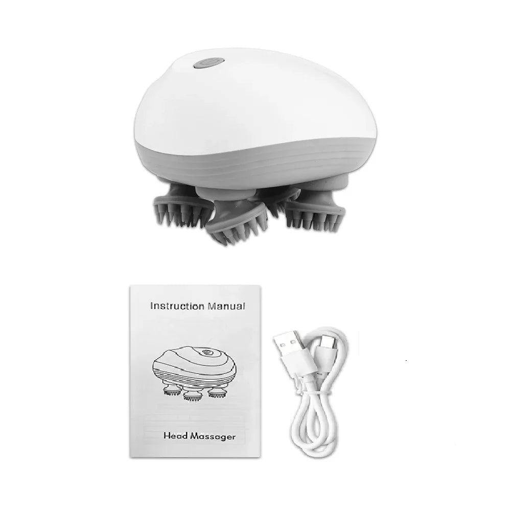 Electric Head Scalp Massager with 4 Kneading Massage Heads Body Deep Tissue Massager for Hair Growth Relaxtion and Cat Pet Claw - Luvia