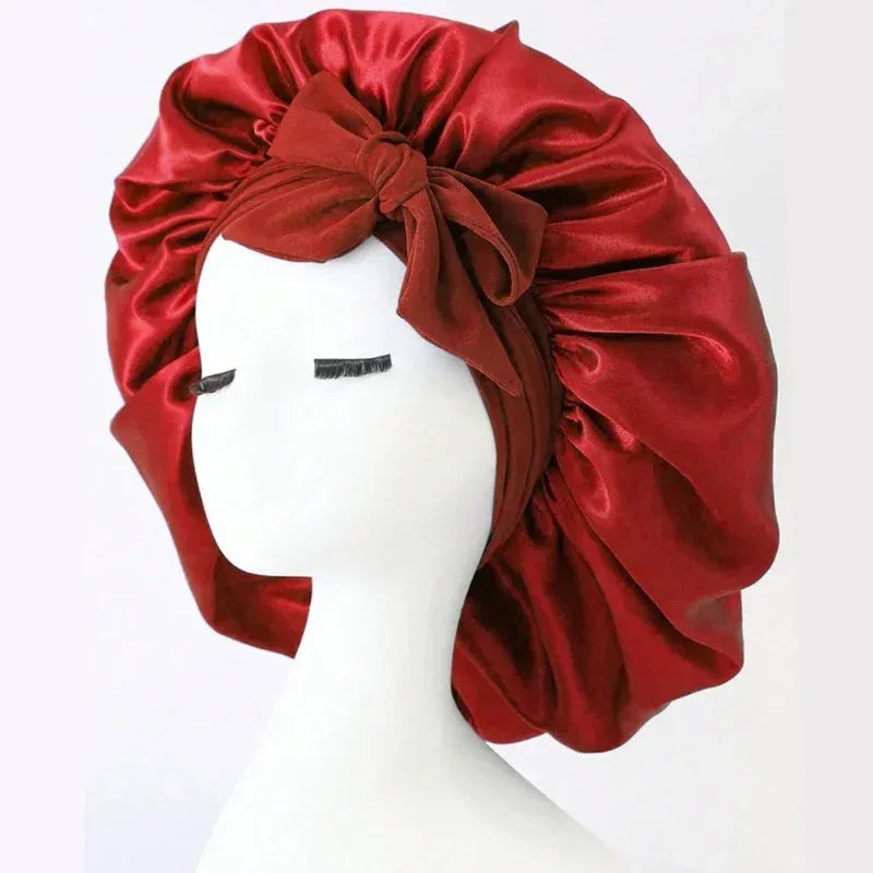 Satin Silk Hair Bonnet | Adjustable Tie Band | Sleep Bonnet for Women Men | Unisex Protective Headwear - Luvia