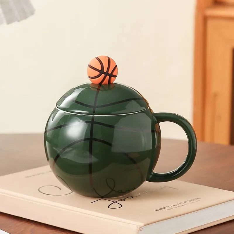 Novelty Basketball Styling Mug Sports Theme Family Ornament Coffee Mug Juice Drinking Set with Ceramic Sports Souvenir - Luvia