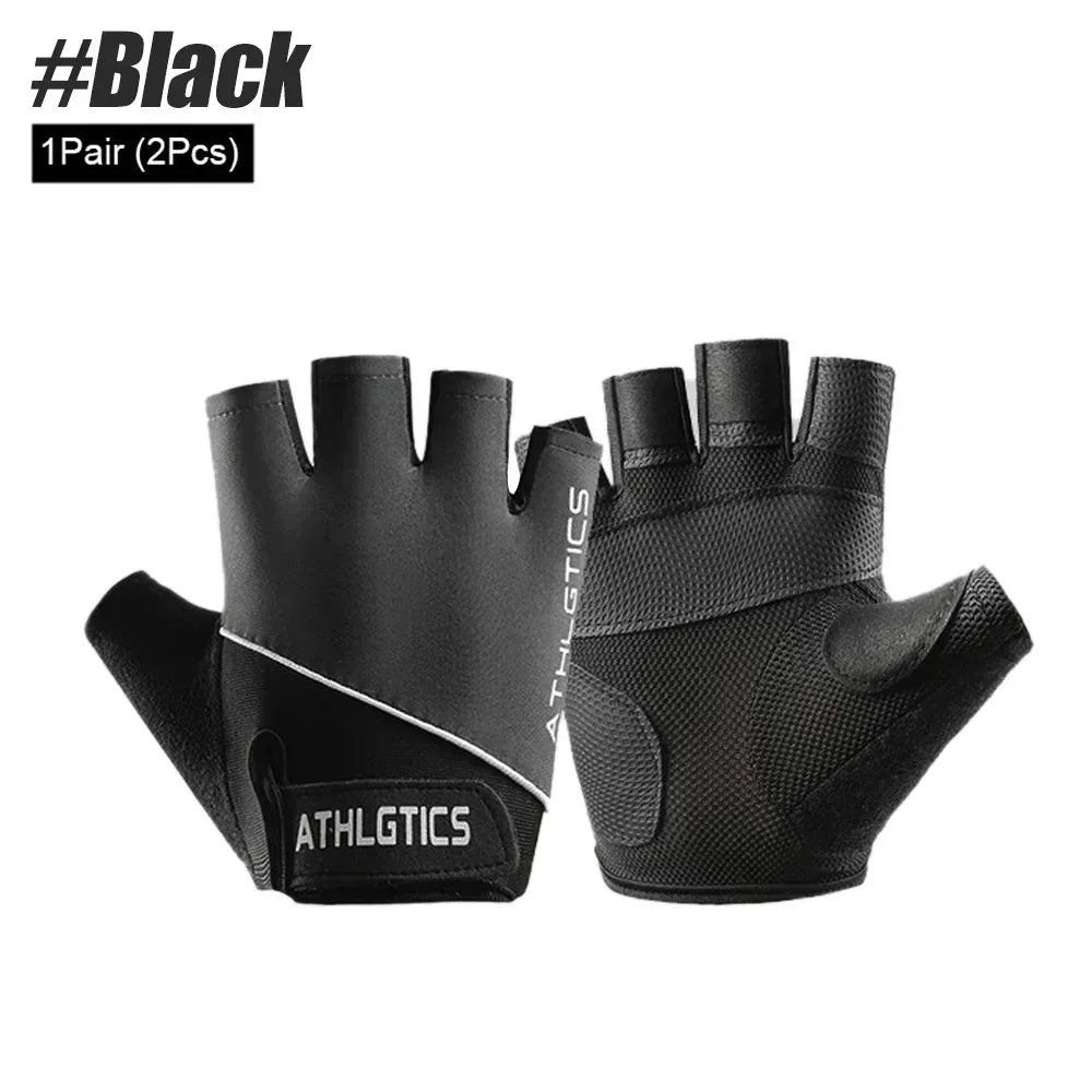 1Pair Breathable Cycling Gloves Workout Gym Gloves for Men Women Weight Lifting Fingerless Gloves Training Exercise Fitness - Luvia