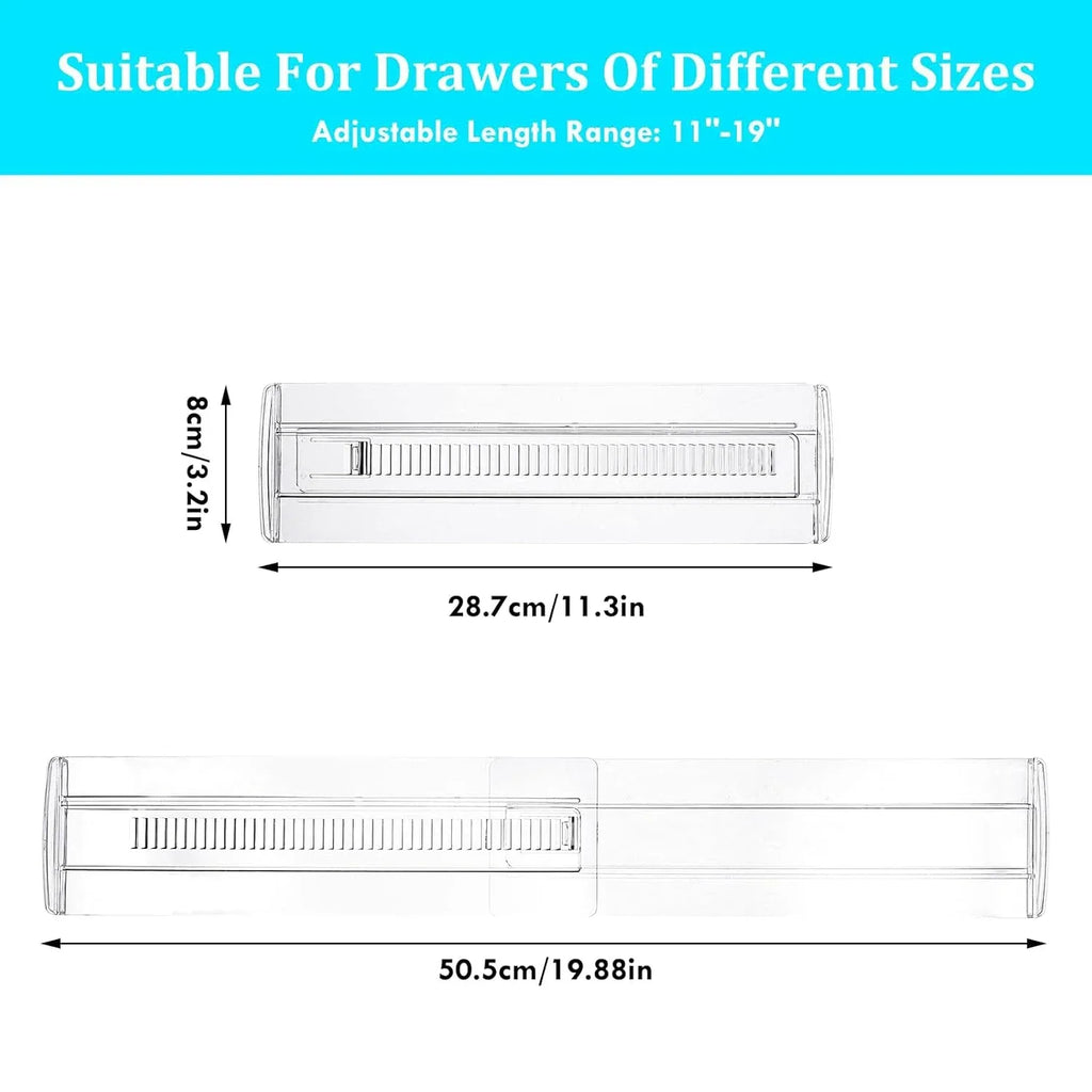 Drawer Dividers, 12 pack Adjustable Drawer Organizer, Clear Expandable Dresser Organizer for Clothes Kitchen Utensils Storage - Luvia