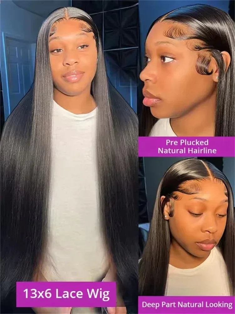 220% High Density 40 Inch 13x4 Bone Straight 13x6 HD Lace Front Human Hair Wigs Brazilian 360 Full Lace Frontal Wig Pre Plucked - Luvia