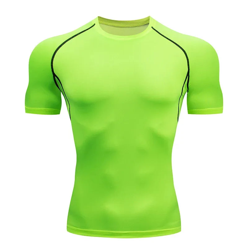 Men's Compression Top, Active Mid Stretch Breathable Moisture Wicking Workout T-shirt For Outdoor Sports - Luvia