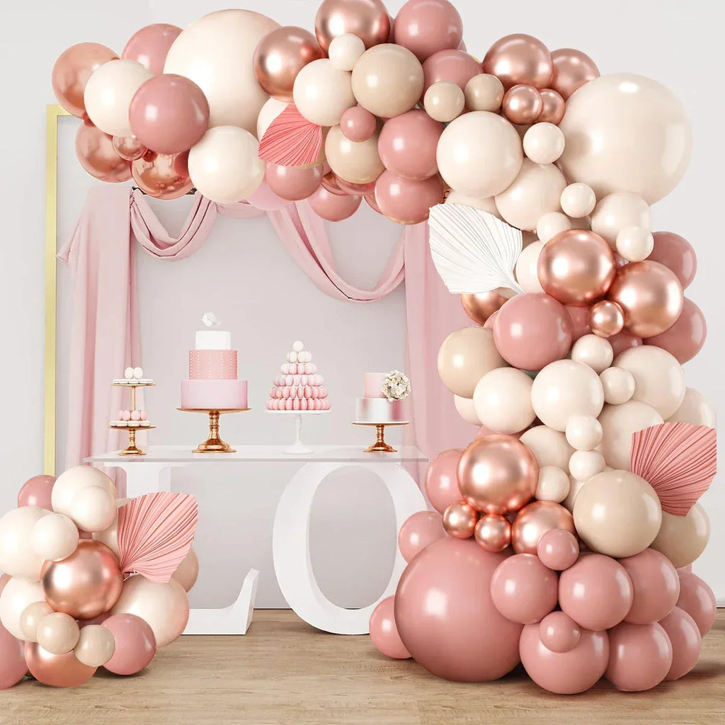 Blush Retro Pink Ivory White Balloons Garland Arch Kit for Birthday Party Wedding Baby Shower Decorations Party Supplies - Luvia