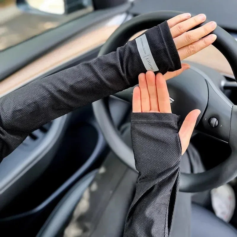 UV Protection Ice Sleeves Men Women Summer Sun Protection Arm Sleeves Outdoor Cycling Driving Arm Sleeves Gloves Sweat Absorbent - Luvia