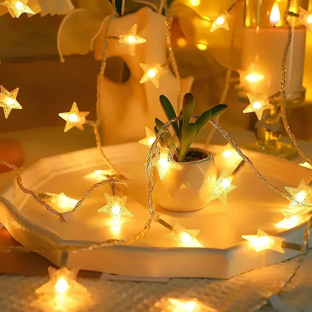 LED Star String Lights USB/Battery Operated Fairy Lights Christmas Garland For Party Wedding Home Outdoor Patio Decoration - Luvia
