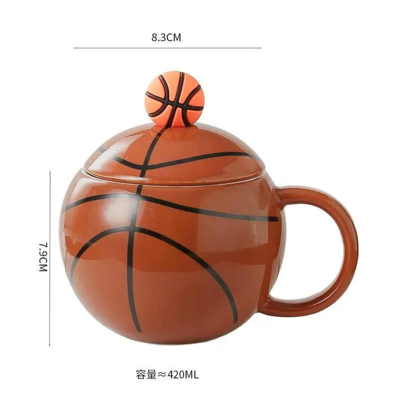 Novelty Basketball Styling Mug Sports Theme Family Ornament Coffee Mug Juice Drinking Set with Ceramic Sports Souvenir - Luvia