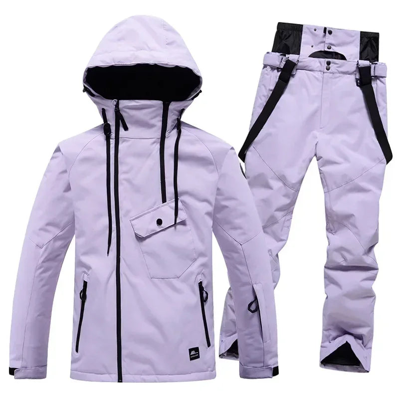 горнолыжный костюм Ski Suit Snowboarding Outdoor Snowsuit Waterproof Windproof Ice Jackets + Strap Pants - Luvia