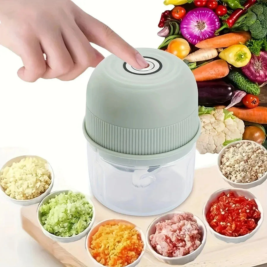 Electric Garlic Masher Garlic Mashing Machine 260ML Meat Grinder Onion Vegetable Crusher Kitchen Mini Blender - Luvia