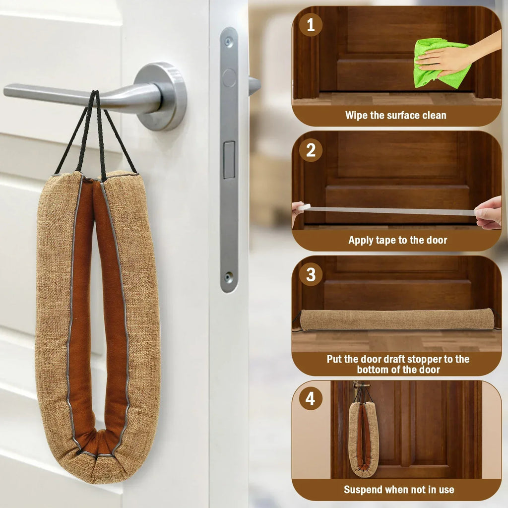 1/2Pcs Under Door Draft Stopper 92cm Heavy Triangular Duty Door Draft Blocker with Hanging Loops for Under Door Noise Blocker - Luvia